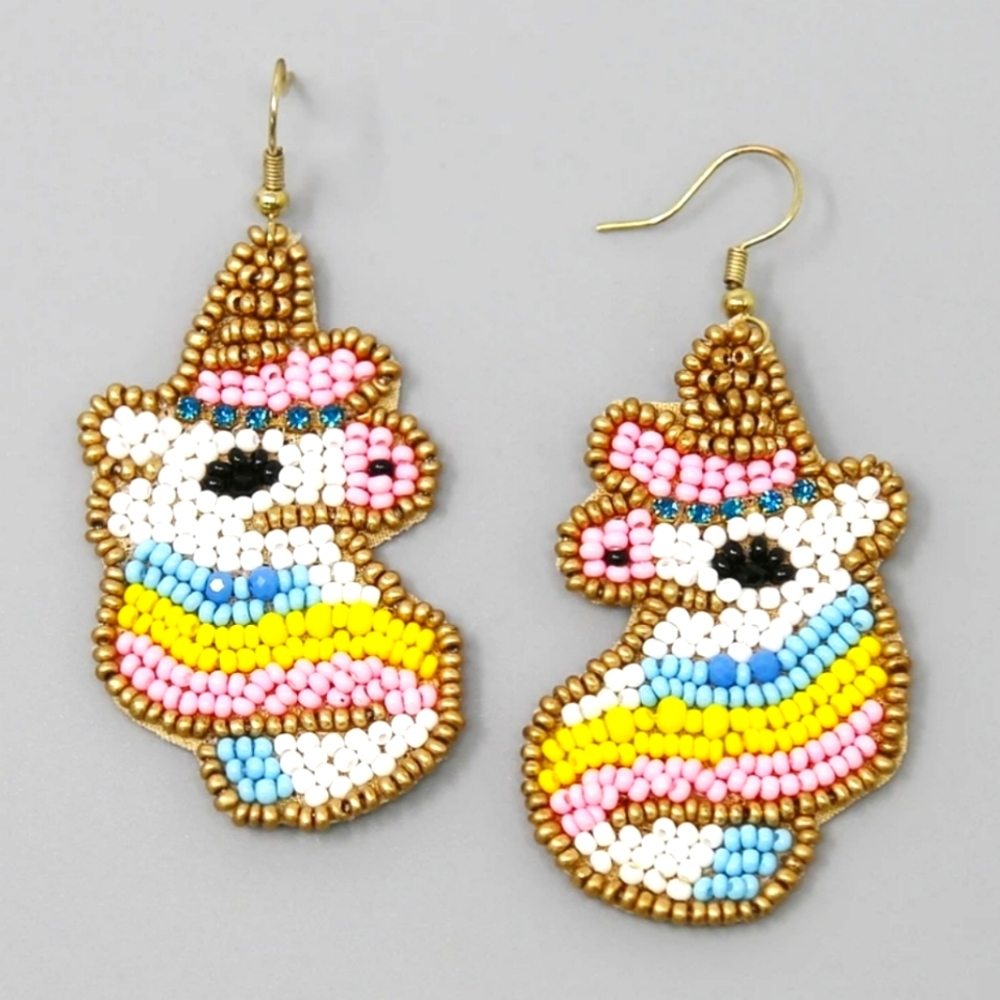 Unicorn Seed Bead Earrings